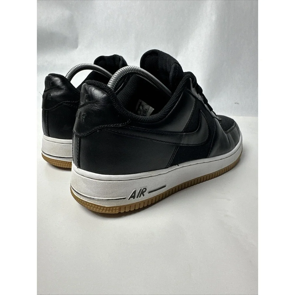 Men's NIKE AIR FORCE 1 (315122-043) Black Fabric & Leather Low Top Sneaker Sz 11